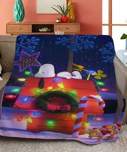 Merry Christmas Snoopy Peanuts Quilt Blanket Bedding Gift For Fan, Merry Christmas Snoopy Peanuts Quilt Blanket Bedding