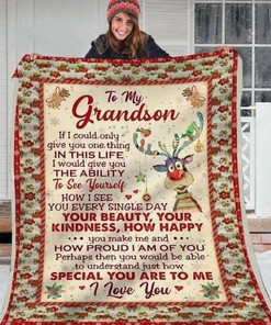Merry Christmas To My Grandson Special You Are To Me I Love You Fleece Blanket Idea For Christmas