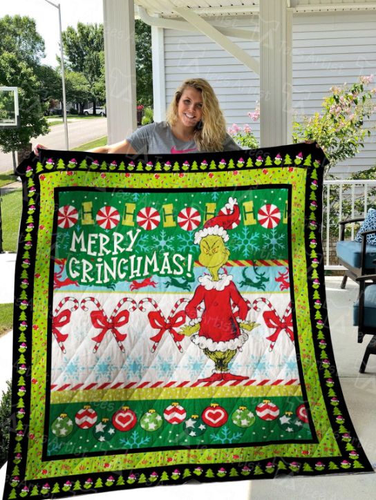 Merry Grinchmas Grinch Quilt Blanket Bedding Set