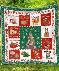 Merry Slothmas Xmas Gift For Sloth Lover Quilt