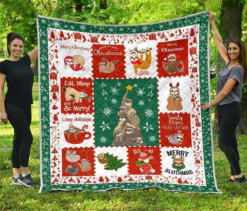 Merry Slothmas Xmas Gift For Sloth Lover Quilt
