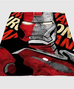 Metal Iron Man Sherpa Fleece Blanket Gifts for Family, for Couple