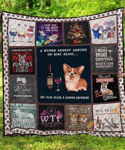 Mhqd00035 Corgi Quilt Blanket Bedding Set