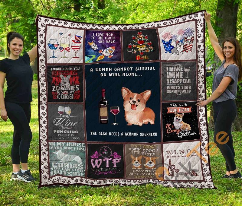 Mhqd00035 Corgi Quilt Blanket Bedding Set