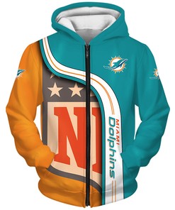Miami Dolphins 3D Hoodie Pullover Zip Hoodie Nfl for Fans