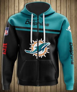 Miami Dolphins 3D Skull Hoodie Pullover Zip Hoodie for Fans