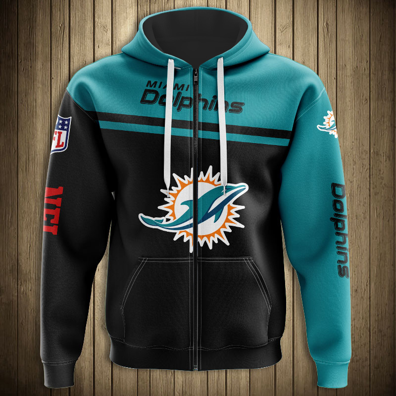 Miami Dolphins 3D Skull Hoodie Pullover Zip Hoodie for Fans