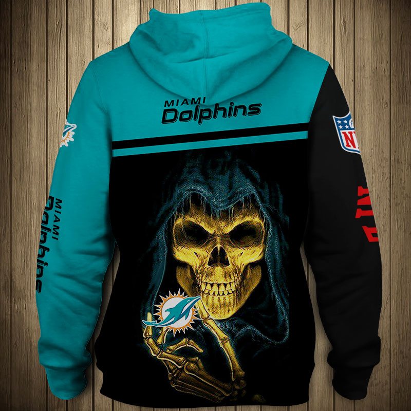 Miami Dolphins 3D Skull Hoodie Pullover Zip Hoodie for Fans - Image 2