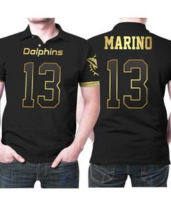 Miami Dolphins Dan Marino 13 Nfl American Football Team Black Golden Edition Jersey Style Gift For Dolphins Fans Polo Shirt