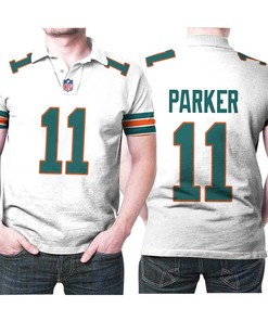 Miami Dolphins Devante Parker #11 Nfl American Football White 2019 Alternate Game 3d Designed Allover Custom Gift For Dolphins Fans Polo Shirt