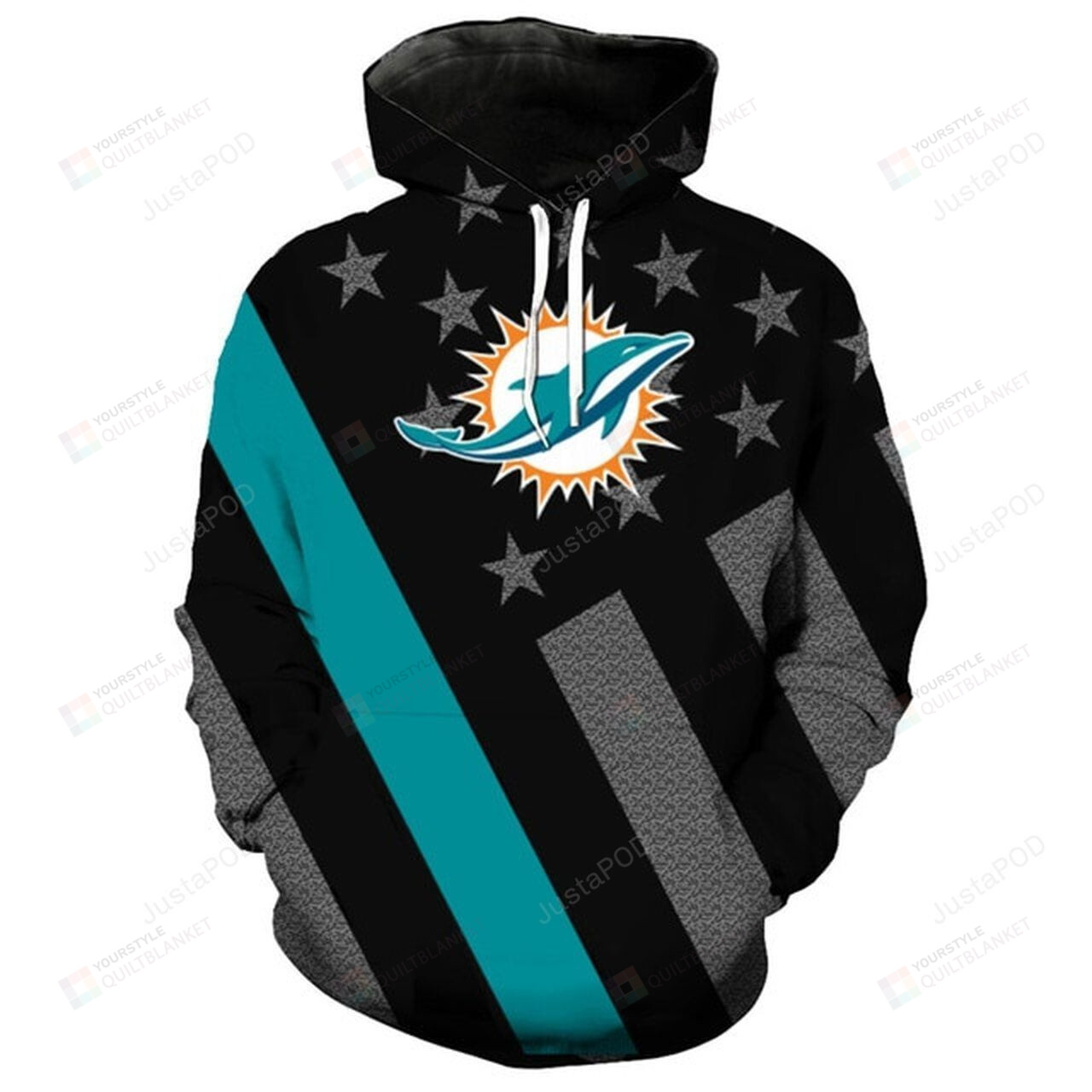 Miami Dolphins Flag American 3D All Over Print Hoodie For Fan