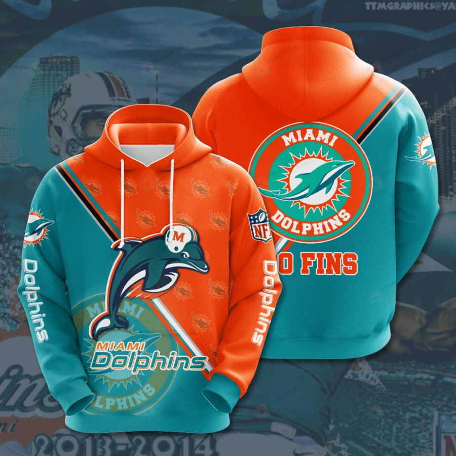 Miami Dolphins Go Fins 3D All Over Print Hoodie, Zip-Up Hoodie