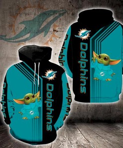 Miami Dolphins Hoodie 3D Baby Yoda Full Print