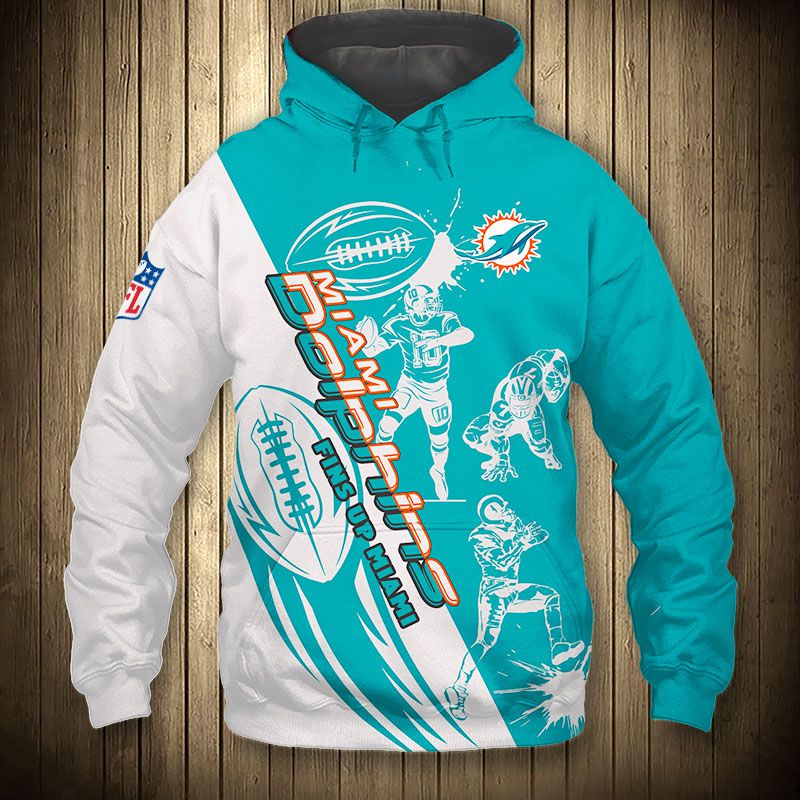 Miami Dolphins Hoodie 3D Cartoon Player Cute Zip Hoodie