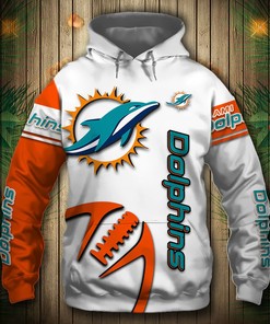 Miami Dolphins Hoodie 3D Graphic Balls Zip Hoodie Pullover