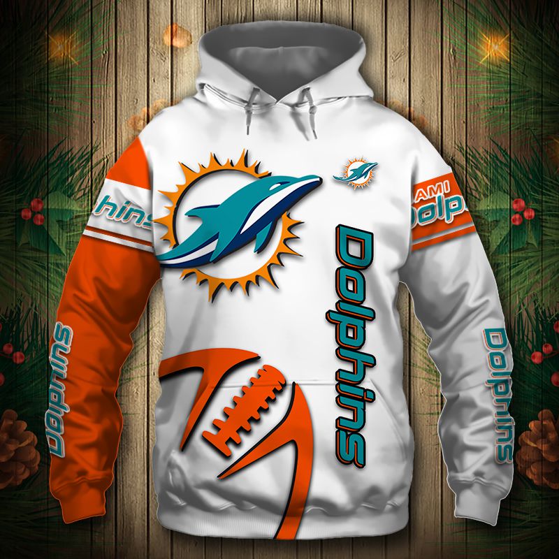 Miami Dolphins Hoodie 3D Graphic Balls Zip Hoodie Pullover