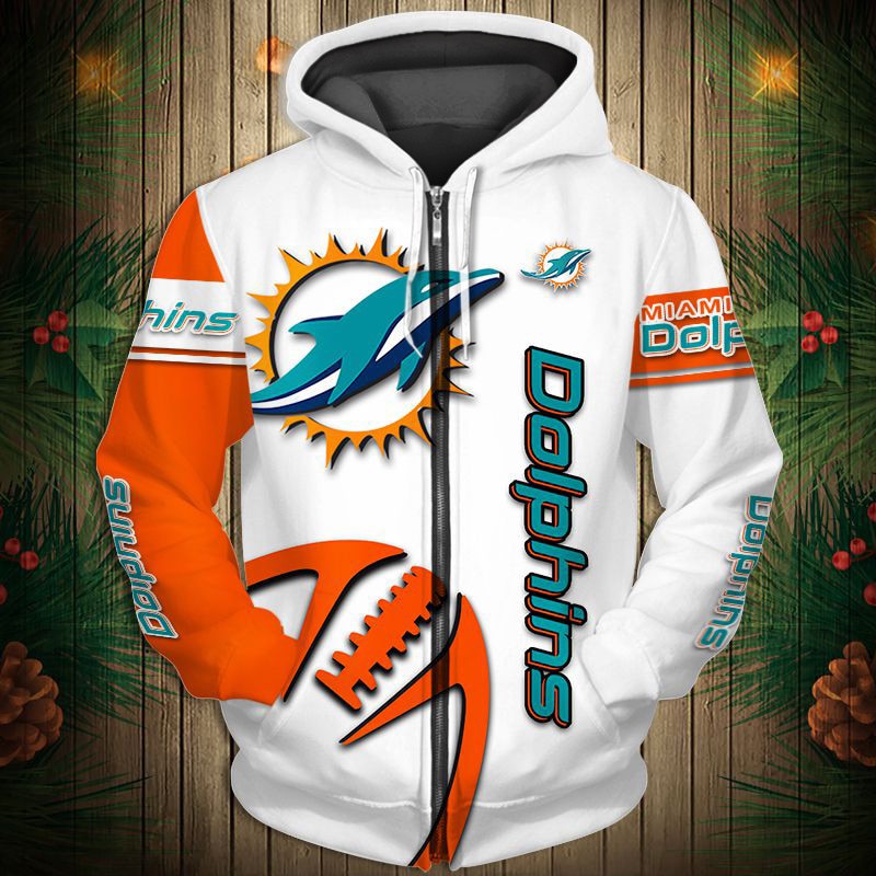 Miami Dolphins Hoodie 3D Graphic Balls Zip Hoodie Pullover - Image 3