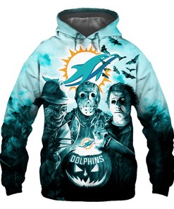 Miami Dolphins Hoodie 3D Halloween Horror Night Gift for Fans