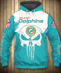 Miami Dolphins Hoodie 3D Skull