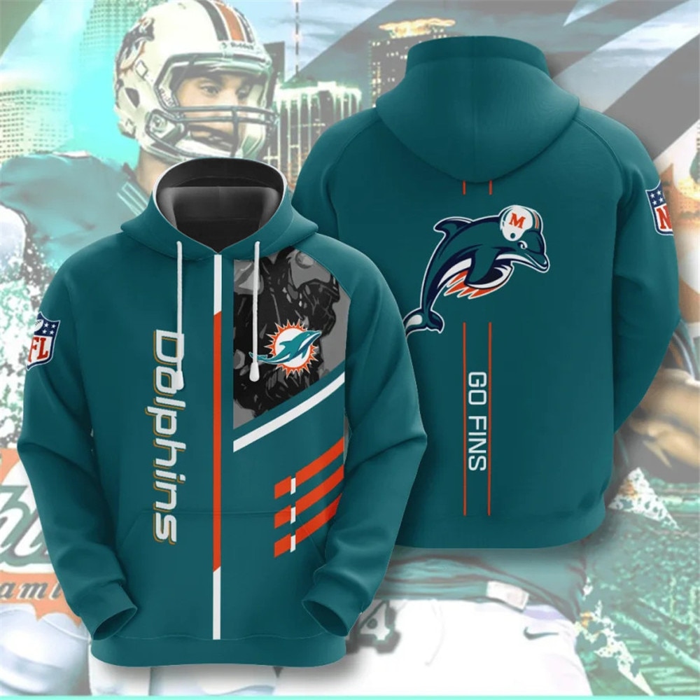 Miami Dolphins Hoodie 3D Zip Hoodie 3 Lines Graphic Gift for Fans