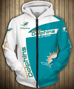 Miami Dolphins Hoodie 3D Zip Hoodie Pullover Gift for Fans