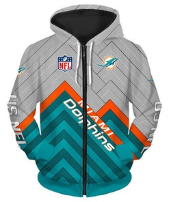 Miami Dolphins Hoodie 3D Zip Hoodie Pullover Size S-5Xl