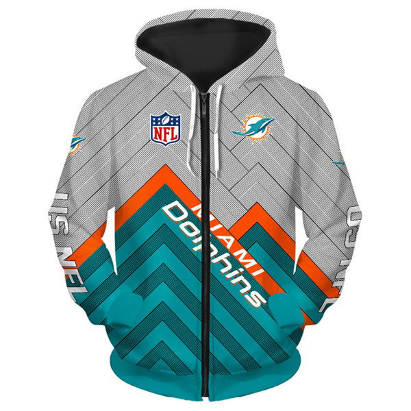 Miami Dolphins Hoodie 3D Zip Hoodie Pullover Size S-5Xl