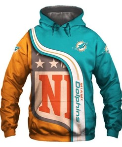 Miami Dolphins Hoodie Cruved Stripes 3D