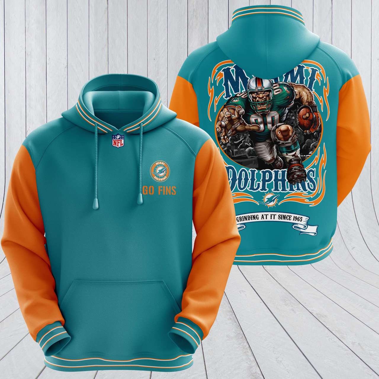 Miami Dolphins Hoodie Fathead Mascot 3D