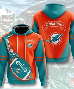Miami Dolphins Hoodie Flame Balls Graphic Gift for Fans