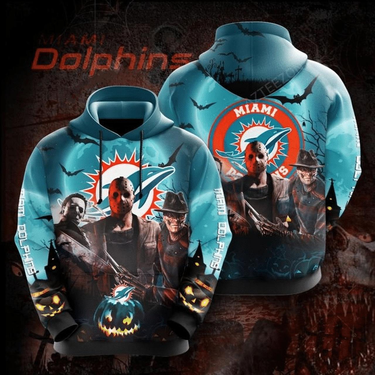 Miami Dolphins Hoodie Halloween 3D