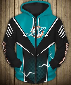 Miami Dolphins Hoodie Lightning Graphic Gifts for Fans
