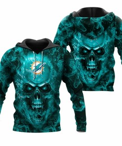 Miami Dolphins Hoodie Nfl Fan Skull 3D