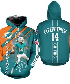 Miami Dolphins Hoodie Nfl Fitzpatrick 14 Go Fins Limited Edition Full 3D