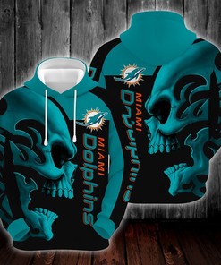 Miami Dolphins Hoodie Nfl Skull Custom Full Over Print 3D