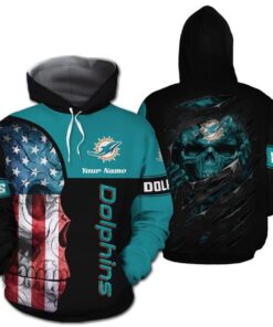 Miami Dolphins Hoodie Skull 3D Print Custom