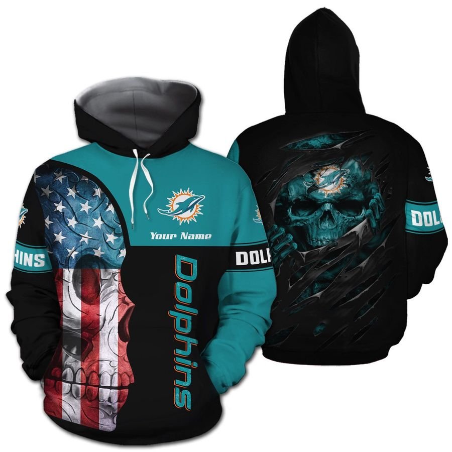 Miami Dolphins Hoodie Skull 3D Print Custom