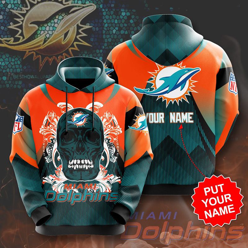Miami Dolphins Hoodie Skull Your Name 3D Personalized