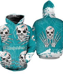 Miami Dolphins Hoodie Skull for Halloween Graphic