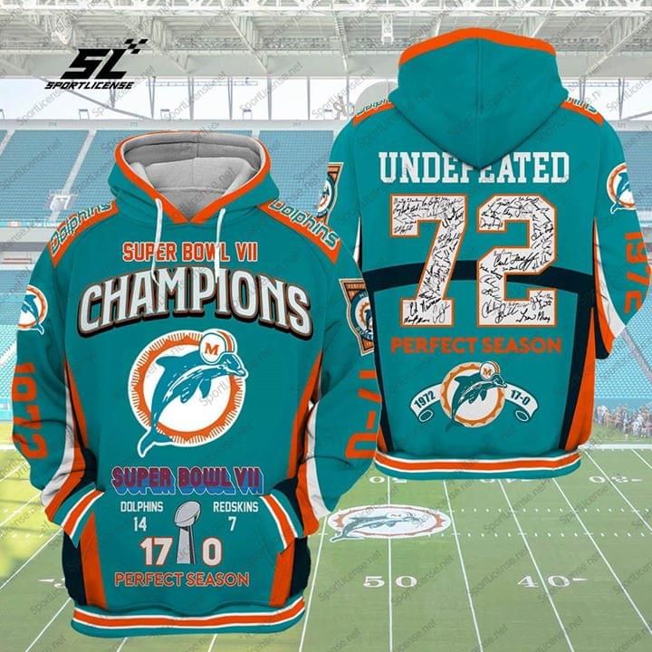 Miami Dolphins Hoodie Super Bowl Vii Champions Season For Fan 3D