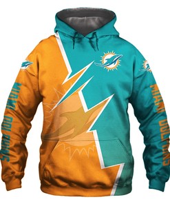 Miami Dolphins Hoodie Zigzag Graphic Zip Hoodie Gift for Fans