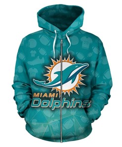 Miami Dolphins Hoodie Zip Up 3D All Over Print