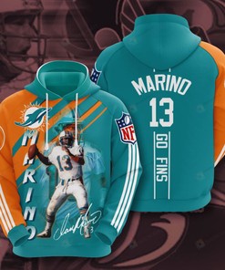 Miami Dolphins Marino Go Fins 3D All Over Print Hoodie, Zip-Up Hoodie