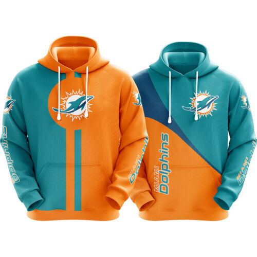 Miami Dolphins Mens Hoodie Football Workout Coat Pullover
