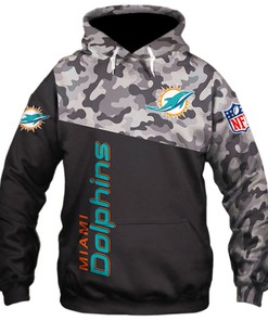 Miami Dolphins Military Hoodie 3D Zip Hoodie 3D Zip Hoodie Long Sleeve New Season