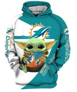 Miami Dolphins Nfl Baby Yoda Star Wars 3D Hoodie For Fans