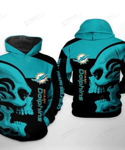 Miami Dolphins Nfl Skull 3D All Over Print Hoodie, Zip-Up Hoodie