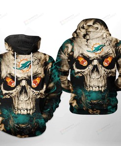 Miami Dolphins Nfl Skull Team 3D All Over Print Hoodie, Zip-Up Hoodie