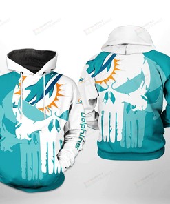 Miami Dolphins Nfl Team Skull 3D All Over Print Hoodie, Zip-Up Hoodie