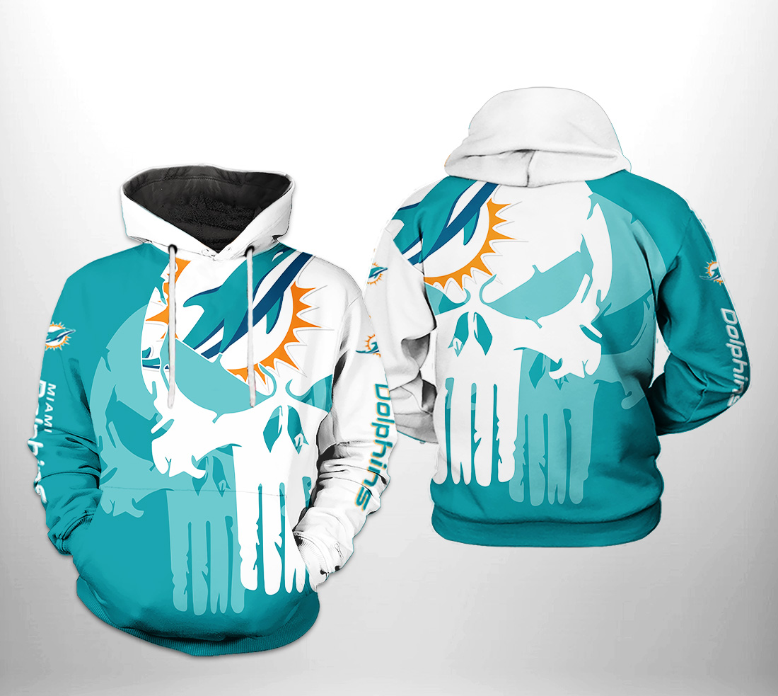 Miami Dolphins Nfl Team Skull 3D Printed Hoodiezipper Hoodie
